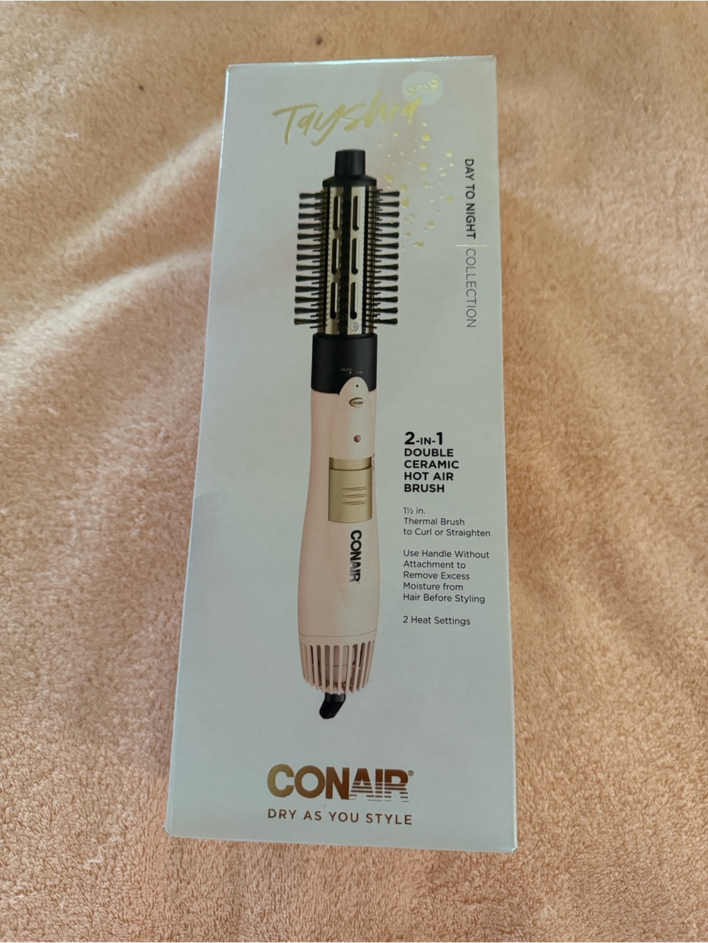 Conair 2-in-1 Double Ceramic Hot Air Brush in Light Pink Tayshia 9 to 9